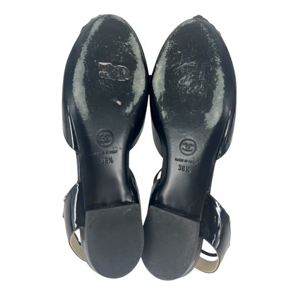 Chanel 2013 Black Patent Leather CC Pearl Slingback Flats - Picture 15 of 16